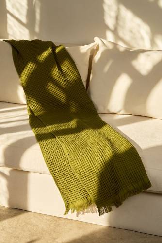 Плед вафельный Elenglect, зеленый фото 7