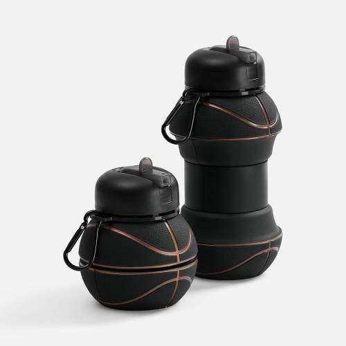 Складная бутылка для воды Basketball Flex, черная фото 2