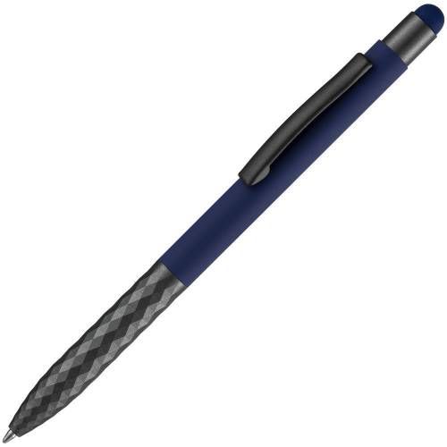 Ручка шариковая Digit Soft Touch со стилусом, синяя фото 2