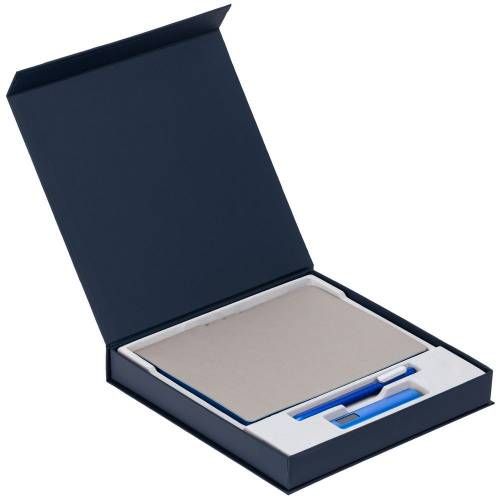 Коробка Memoria под ежедневник, аккумулятор и ручку, синяя фото 3
