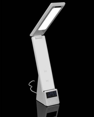Лампа с беспроводной зарядкой смартфона и часов Powerack, белая фото 18