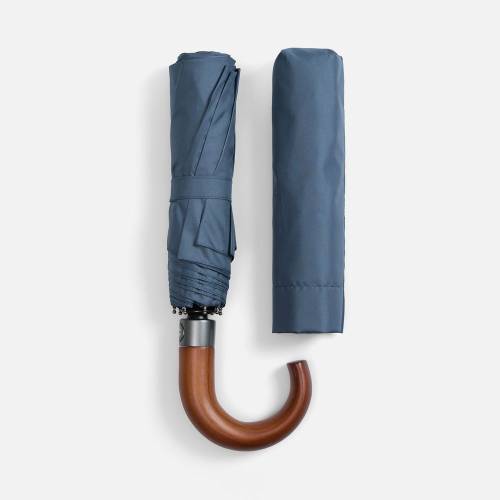 Зонт складной Classic, темно-синий с темной ручкой фото 9 Зонт складной Classic, темно-синий с темной ручкой фото 9