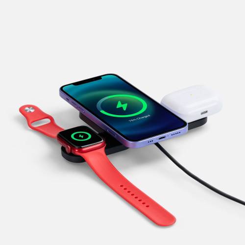 Складная станция беспроводной зарядки Trilogic, черная фото 4