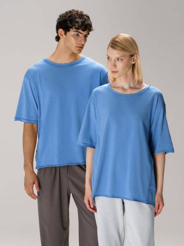 Футболка оверсайз унисекс Vozduh, синяя фото 12