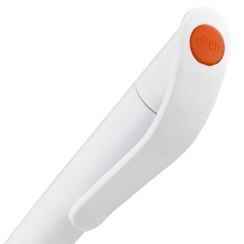 Ручка шариковая Grip, белая с оранжевым фото 5