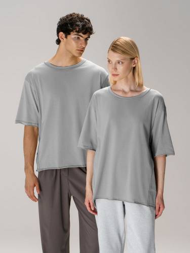 Футболка оверсайз унисекс Vozduh, светло-серая фото 12