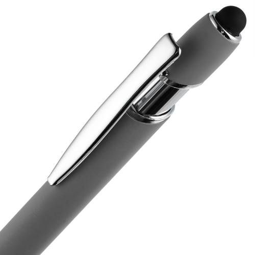 Ручка шариковая Pointer Soft Touch со стилусом, серая фото 5