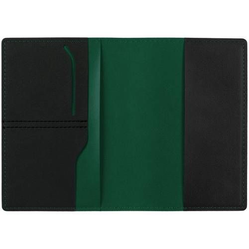 Обложка для паспорта Multimo, черная с зеленым фото 2
