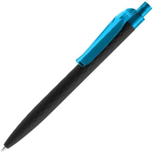 Ручка шариковая Prodir QS01 PRT-P Soft Touch, черная с голубым фото 2