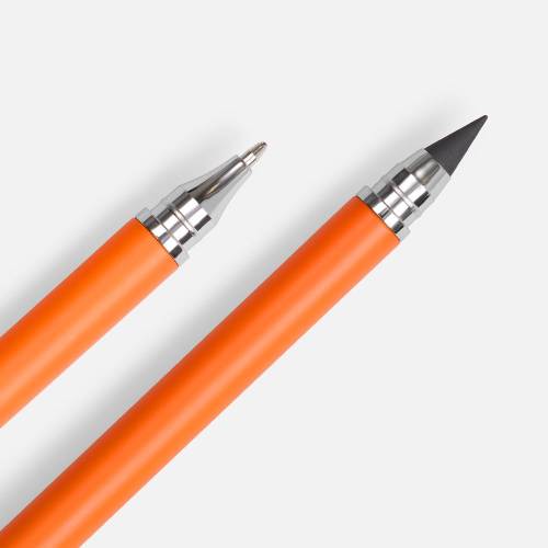 Ручка шариковая и вечный карандаш Diptych, оранжевая фото 4
