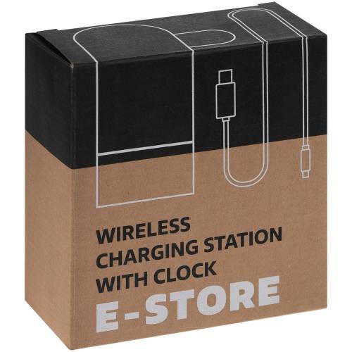 Зарядная станция c часами E-Store для смартфона, часов и наушников, черная фото 12