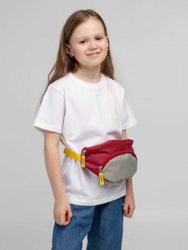 Поясная сумка детская Kiddo, бордовая с серым фото 6