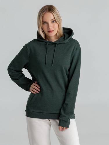 Толстовка с капюшоном унисекс Hoodie, темно-зеленый меланж фото 7