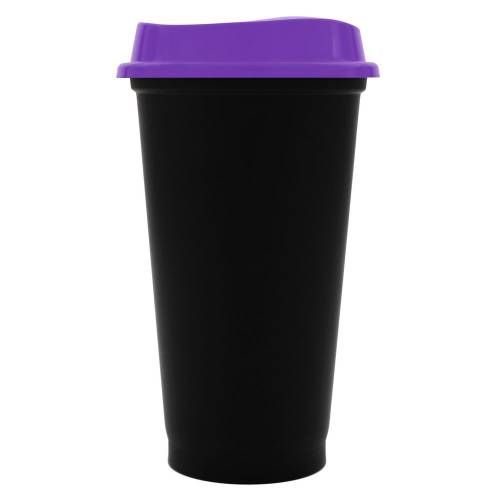 Стакан с крышкой Color Cap Black, черный с фиолетовым фото 2