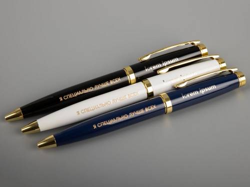 Ручка шариковая Letra Gold, глянцевая, темно-синяя фото 7