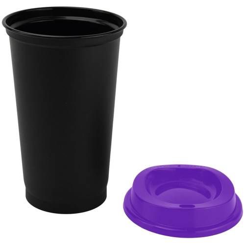 Стакан с крышкой Color Cap Black, черный с фиолетовым фото 3