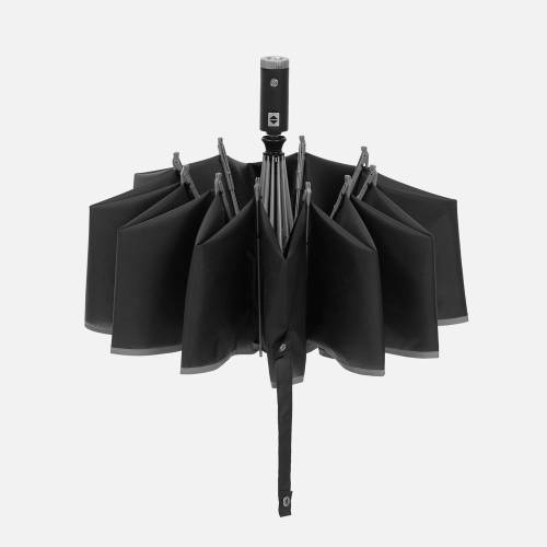 Зонт обратного сложения Norsken с фонариком, черный фото 5