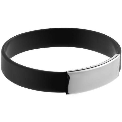 Силиконовый браслет Brisky с металлическим шильдом, черный фото 2