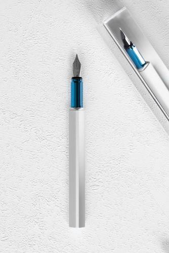 Ручка перьевая PF One, серебристая с синим фото 6