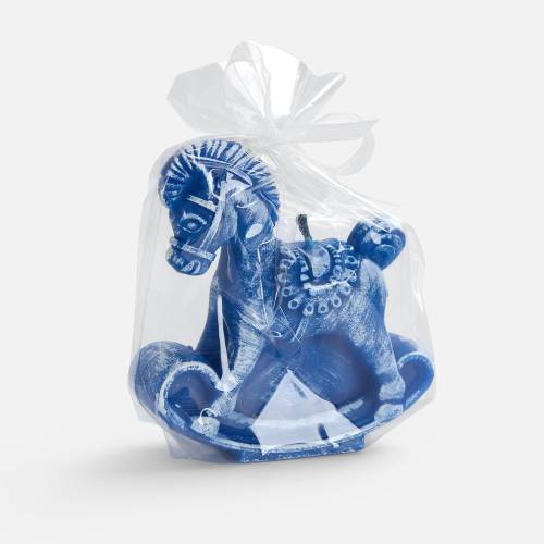 Свеча фигурная «Лошадка-качалка», синяя фото 3