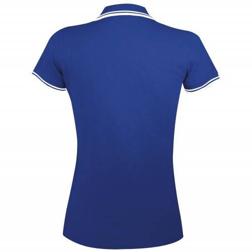 Рубашка поло женская Pasadena Women 200 с контрастной отделкой, ярко-синяя с белым фото 3