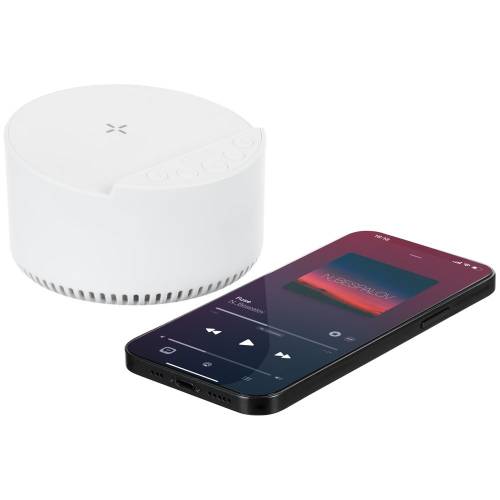 Bluetooth-колонка с беспроводной зарядкой relaxTime, белая фото 10