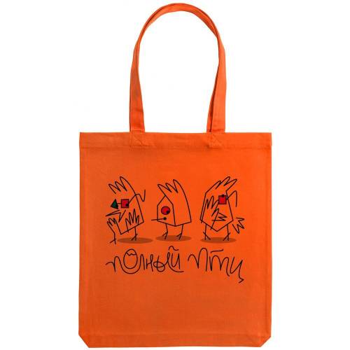 Холщовая сумка «Полный птц», оранжевая фото 3