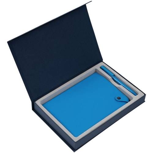 Коробка Silk с ложементом под ежедневник 15х21 и ручку, синяя фото 4