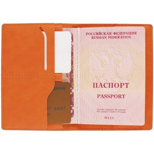 Обложка для паспорта Petrus, оранжевая фото 4