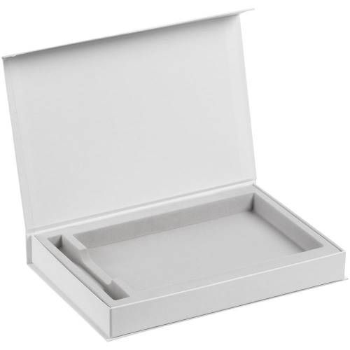 Коробка Silk с ложементом под ежедневник 13x21 см и ручку, белая фото 3