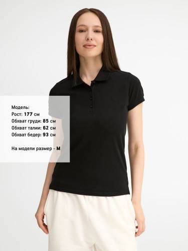 Рубашка поло женская People 210, черная фото 5
