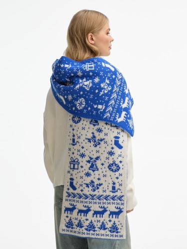 Шарф Holidale, синий с молочным фото 6