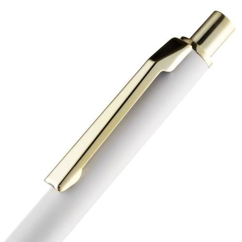 Ручка шариковая Lobby Soft Touch Gold, белая фото 6