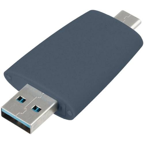 Флешка Pebble Type-C, USB 3.0, серо-синяя, 16 Гб фото 4