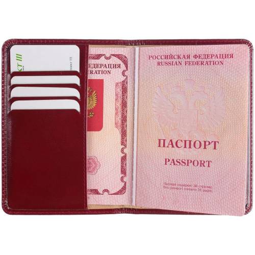 Обложка для паспорта Signature, бордовая фото 8