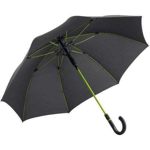 Зонт-трость с цветными спицами Color Style, зеленое яблоко, с серой ручкой фото 2