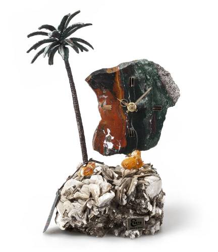 Часы «Пальмовый рай» из яшмы с бронзой фото 2
