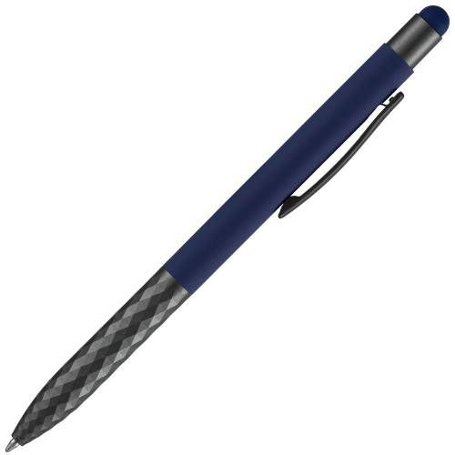 Ручка шариковая Digit Soft Touch со стилусом, синяя фото 4