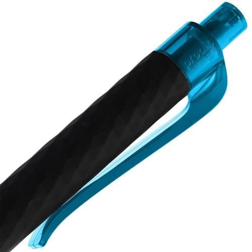 Ручка шариковая Prodir QS01 PRT-P Soft Touch, черная с голубым фото 7