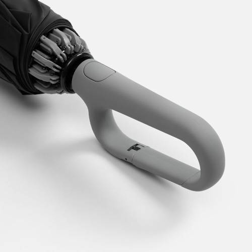 Зонт обратного сложения с ручкой-карабином Foldberry, серый фото 6