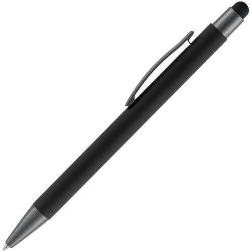 Ручка шариковая Atento Soft Touch Stylus со стилусом, черная фото 3
