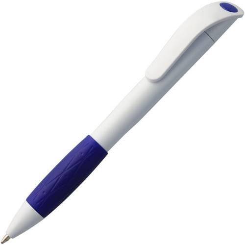 Ручка шариковая Grip, белая (молочная) с синим фото 2