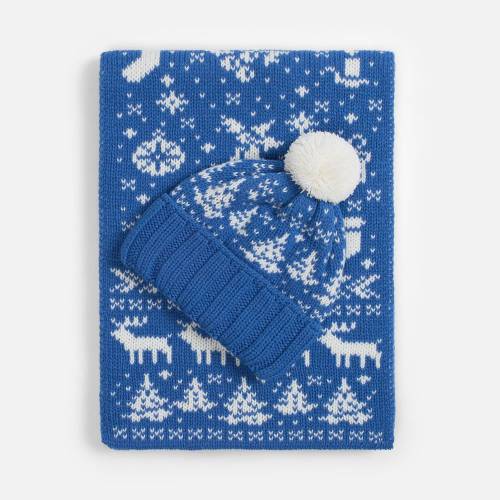 Шапка Holidale, синяя с молочным фото 4