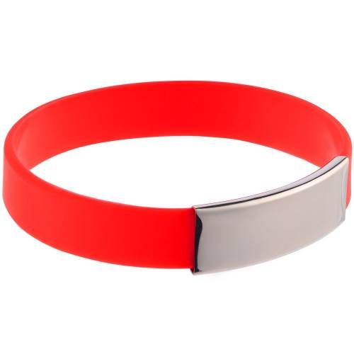 Силиконовый браслет Brisky с металлическим шильдом, красный фото 2