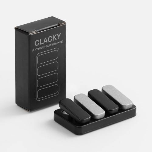 Антистресс-кликер Clacky, черный с серебристым фото 7 Антистресс-кликер Clacky, черный с серебристым фото 7