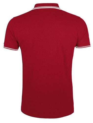 Рубашка поло мужская Pasadena Men 200 с контрастной отделкой, красная с белым фото 3