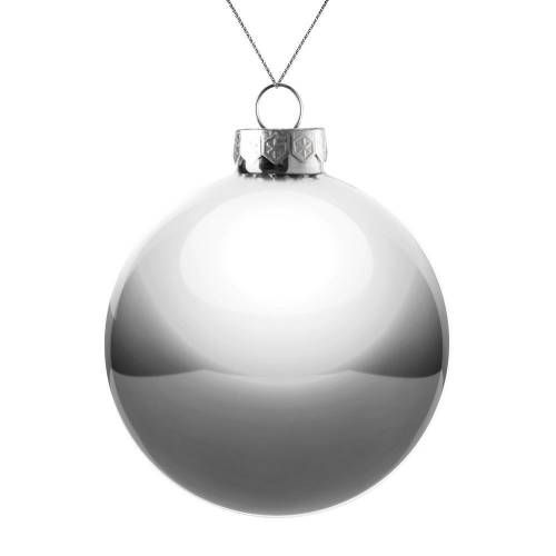 Елочный шар Finery Gloss, 10 см, глянцевый серебристый фото 2