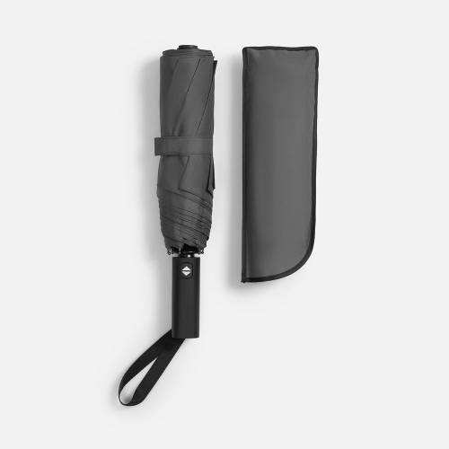 Зонт складной Smooth Move с плавным закрытием, серый фото 5