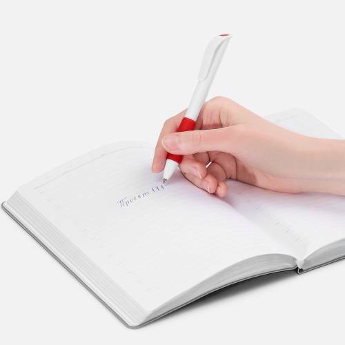 Ручка шариковая Grip, белая с красным фото 5