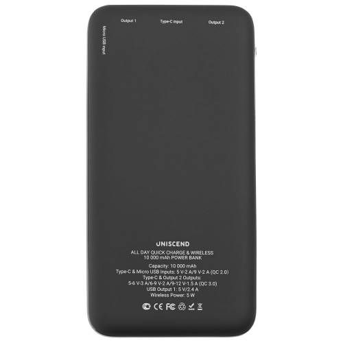 Aккумулятор Quick Charge Wireless 10000 мАч, черный фото 5